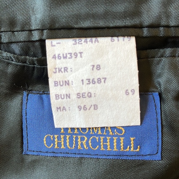 THOMAS CHURCHILL Size 46L Suit Blazer + Vest Gray 2-Button Virgin Wool Canada - Picture 13 of 16